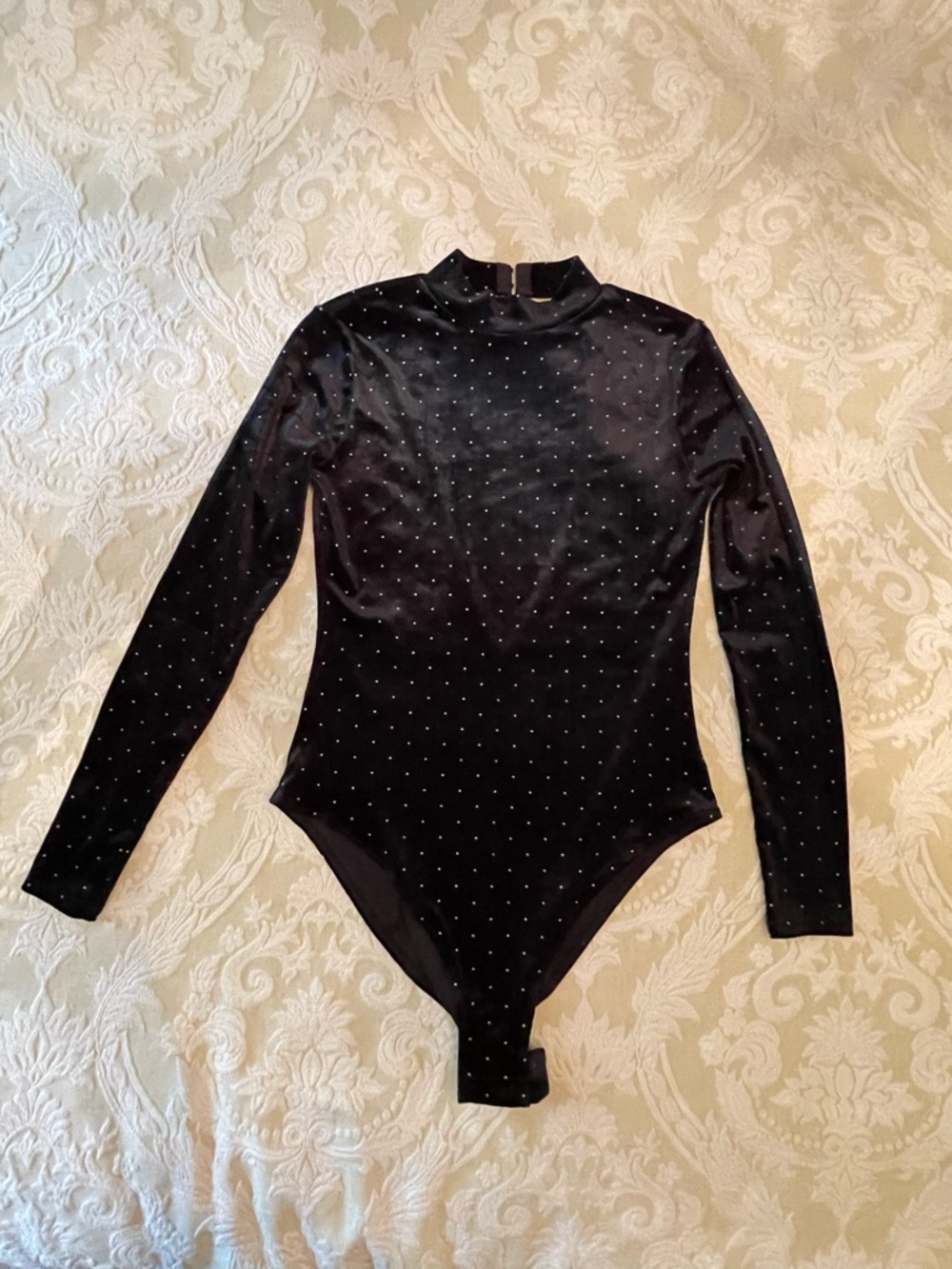 Divided H&M Rhinestone Black Bodysuit Women's Size Medium Sexy Comfortable EUC